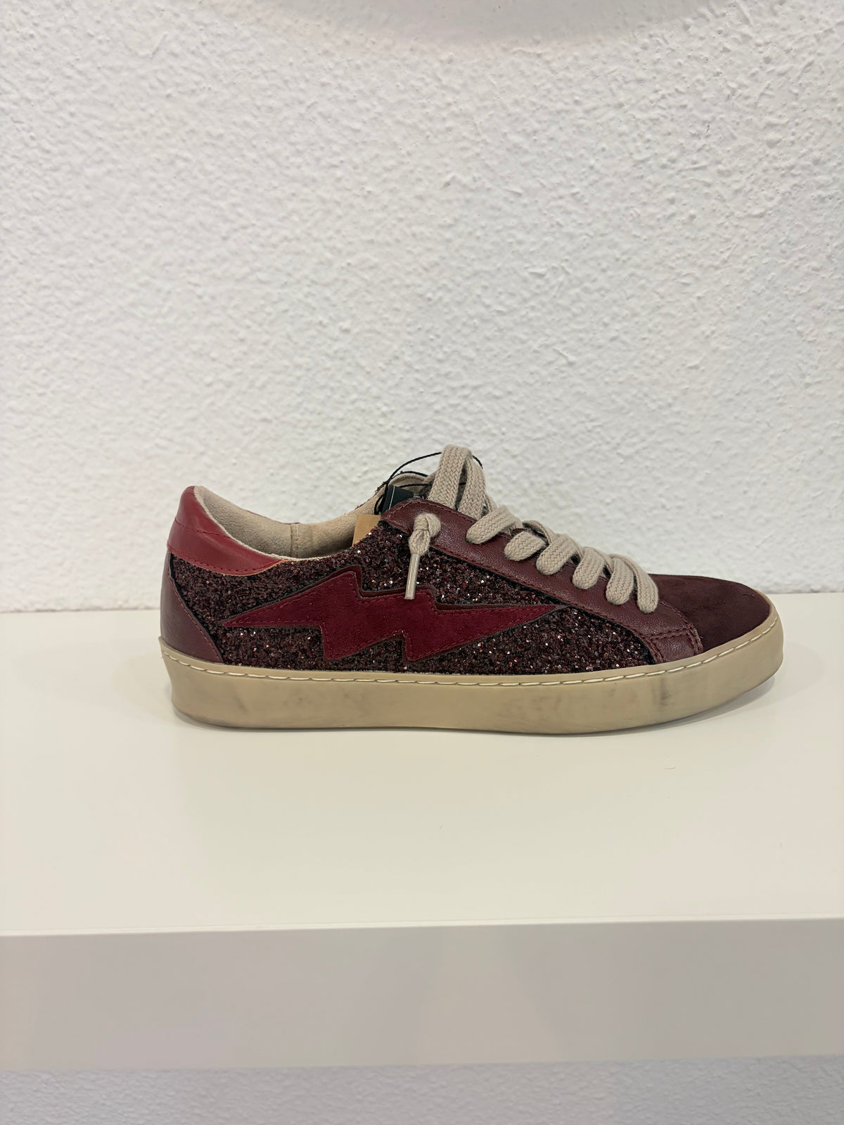 Zapatilla rayo glitter burdeos