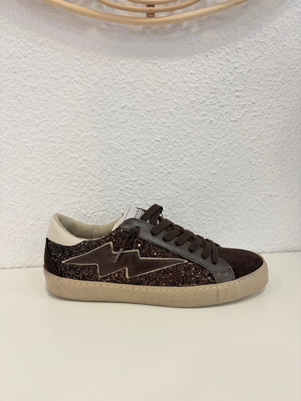 Zapatilla rayo glitter chocolate