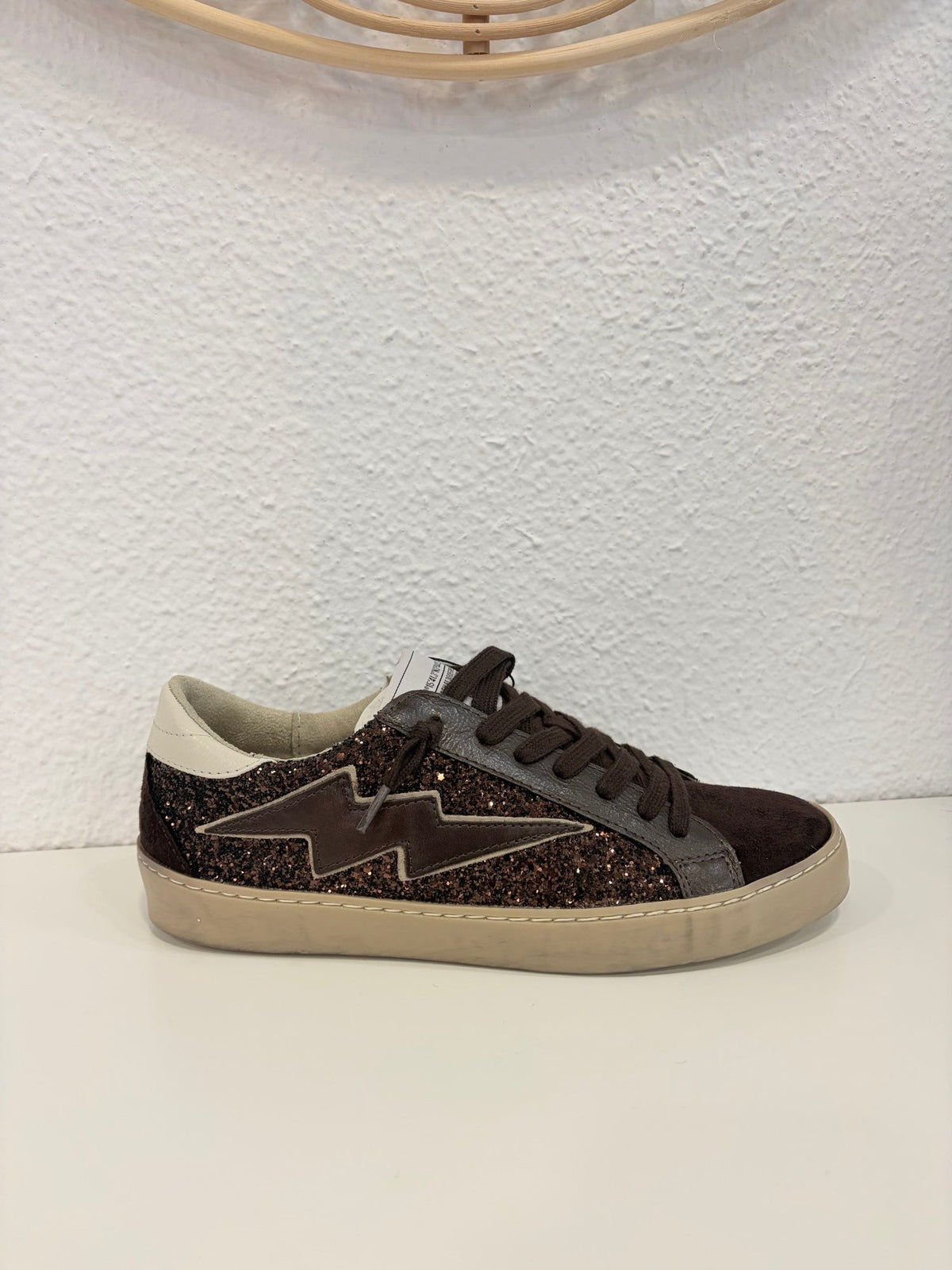 Zapatilla rayo glitter chocolate